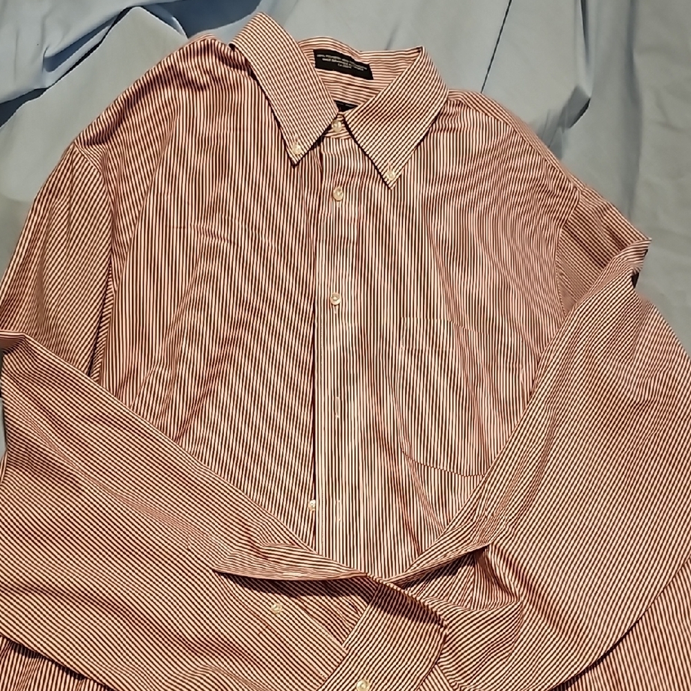 Men's Red and White Striped Shirt